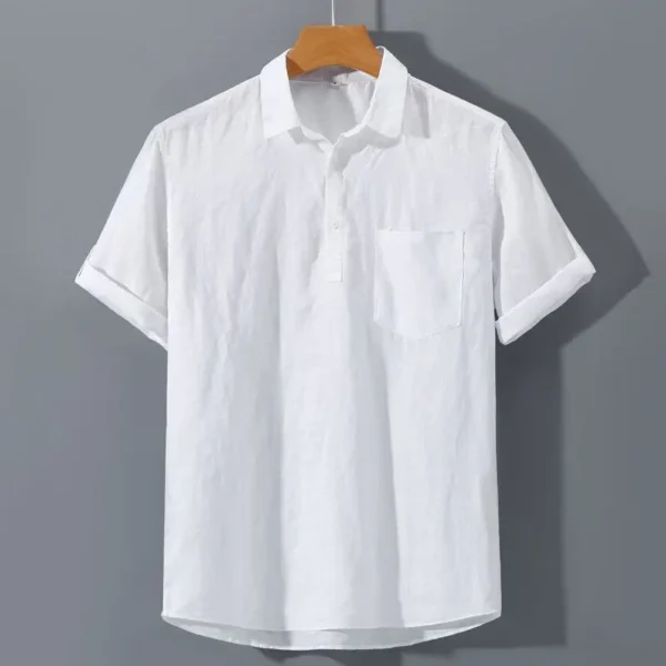 Japanese Retro Linen Square Neck Short-sleeved Men Shirt Summer Casual Thin Cardigan – Bild 5