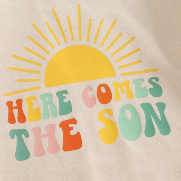 Baby Boy Romper, Long Sleeve Crew Neck Letters Crib/Sun Print Fall Bodysuit Clothes for Casual Daily – Bild 4
