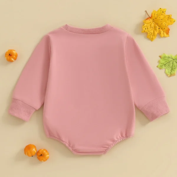 Baby Girls Halloween Romper Long Sleeve Round Neck Letter Bat Ghost Print Sweatshirt Romper – Bild 3