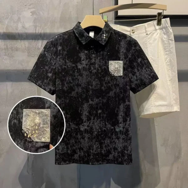 Summer New Style Star Embroidered Trendy Brand Lapel POLO Slim Breathable Casual Short-sleeved Top – Bild 2