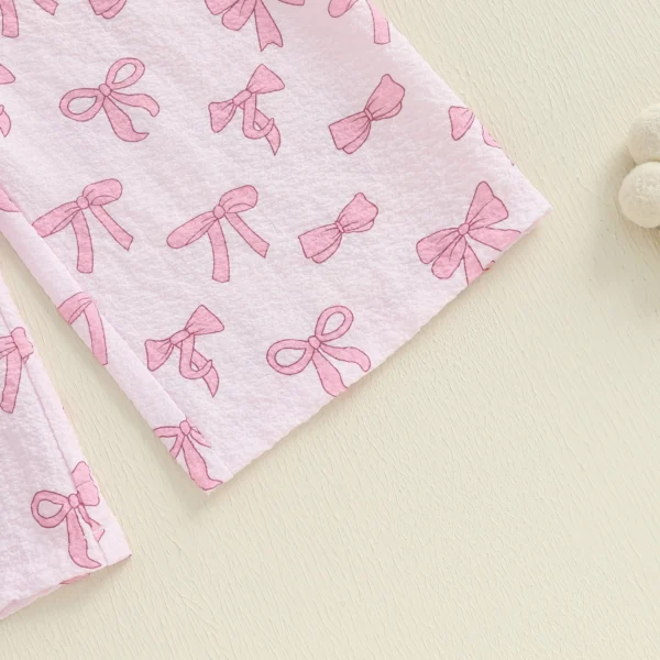 Kids Girl Overalls Romper Cute Bow Print Fly Sleeves Jumpsuit Suspender Pants for Baby Toddler – Bild 5