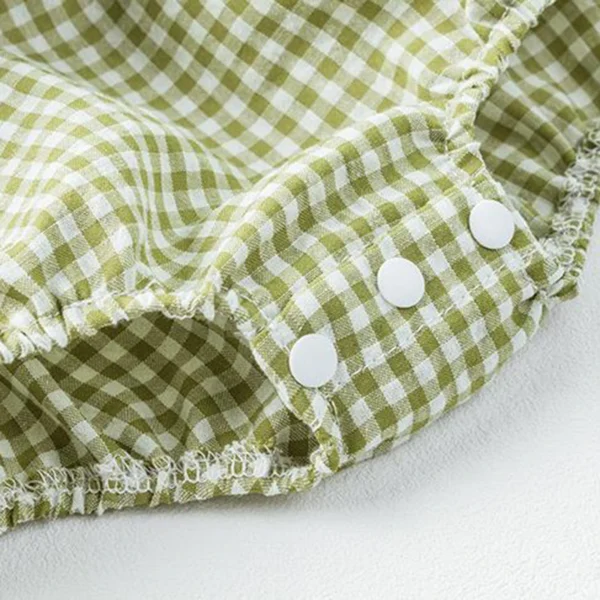 Infant Baby Girl Bodysuit Dress Plaid Pattern Sleeveless Spaghetti Straps Infant Jumpsuit for Summer – Bild 6