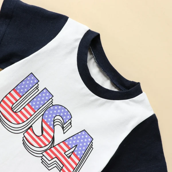 Summer Independence Day Toddler Baby Boys Outfits Letter Print Short Sleeve T-Shirt and Elastic Shorts Clothes Set – Bild 5