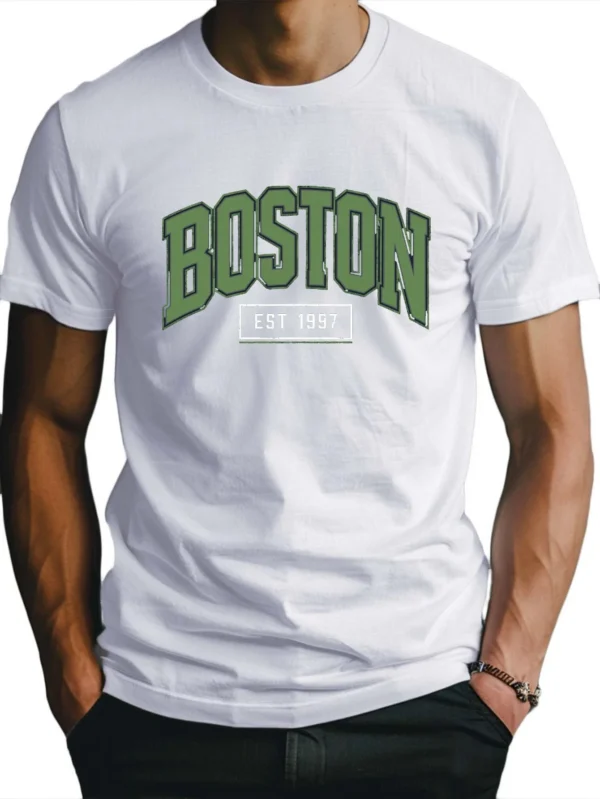 Boston Fitted Crew Neck T-Shirt - Sweat-Wicking, Freedom of Movement, Slight Stretch Polyester Fabric - Perfect for Summer, Casu