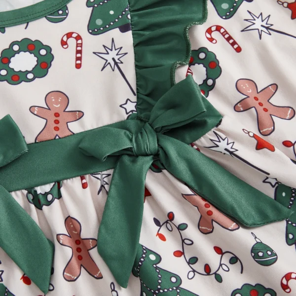 Kid Girls Christmas Outfit, Long Sleeve Tree Print T-shirt with Patchwork Pants Clothing Set Fall Outfit – Bild 5
