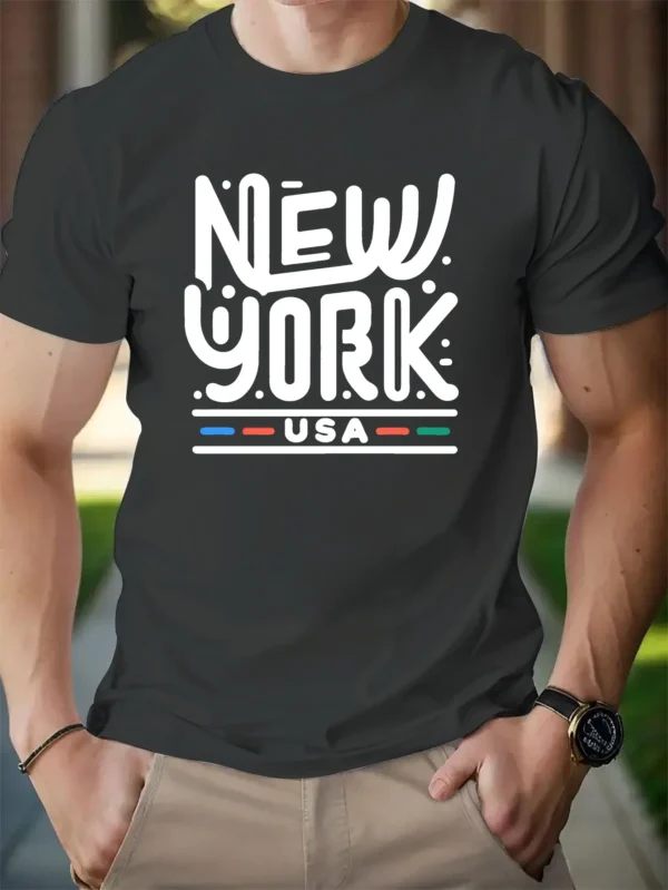 Fashion Print Cotton short-sleeved T-shirt American fashion trendy brand printed bottoming shirt for men and teenagers spring an – Bild 4