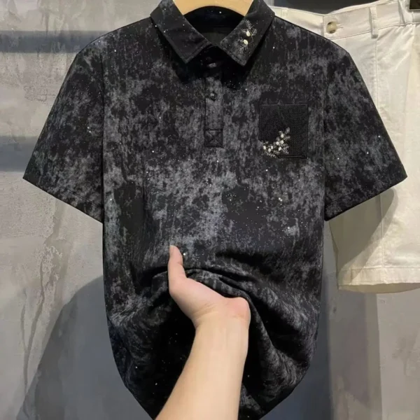 Summer New Style Star Embroidered Trendy Brand Lapel POLO Slim Breathable Casual Short-sleeved Top – Bild 5