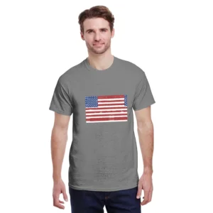 Men's Pure Cotton T-Shirt 150g round Neck Short-Sleeved American Flag Casual Top Comfortable And Breathable