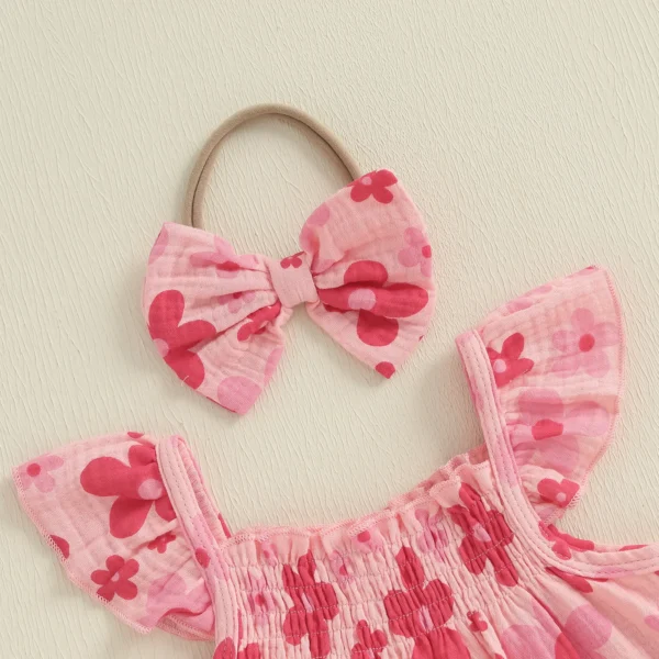 2Pcs Baby Girl Summer Outfits Fly Sleeve Floral Print Tank Tops + Shorts Set Toddler Clothes – Bild 4