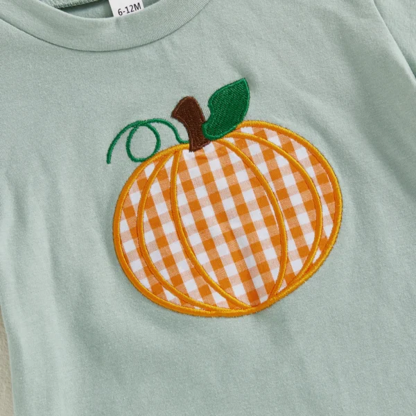Baby Boys Halloween Outfits Pumpkin Pattern Short Sleeves T-Shirt and Elastic Plaid Shorts Set for 2 Piece Clothes Set – Bild 4