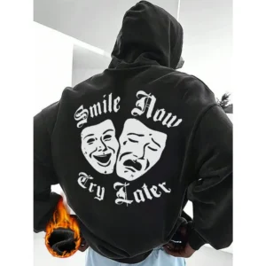 Men's hooded sweatshirt with skull pattern print, perfect combination of style and function, loose and comfortable