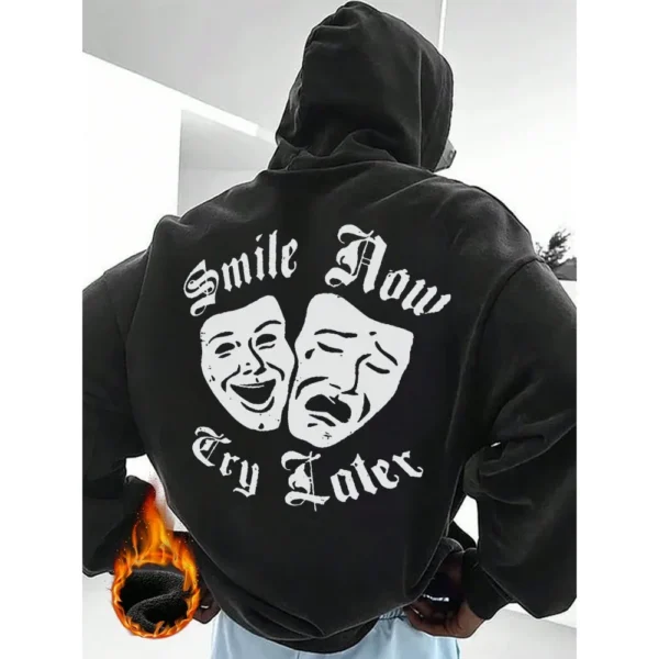 Men's hooded sweatshirt with skull pattern print, perfect combination of style and function, loose and comfortable