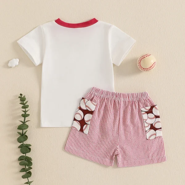 Summer Toddler Baby Boys Shorts Set Short Sleeve Pocket T-Shirt and Striped Shorts Toddler Baseball Outfits – Bild 3