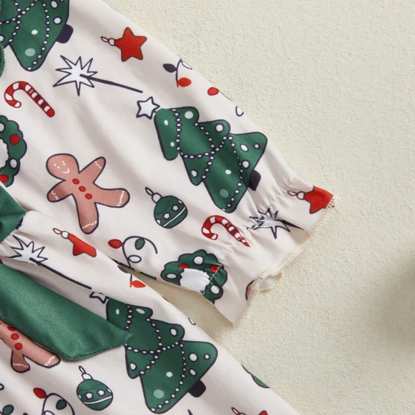 Kid Girls Christmas Outfit, Long Sleeve Tree Print T-shirt with Patchwork Pants Clothing Set Fall Outfit – Bild 4
