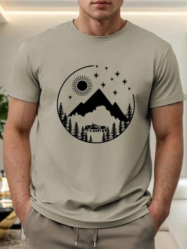 Camping Site Sun Tent Men's Short Sleeve T-shirt Summer T-shirt Top