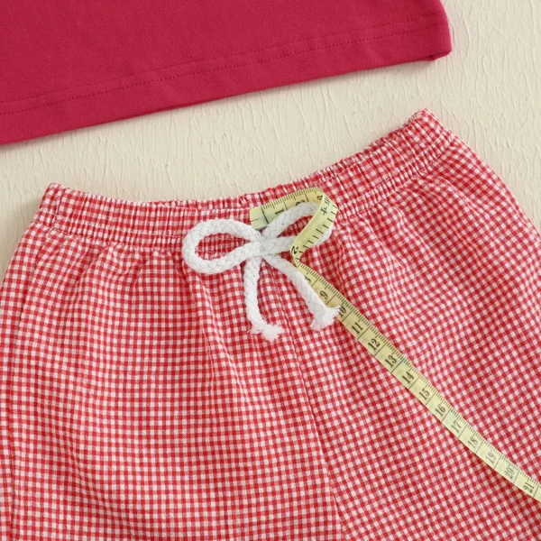 Toddler Baby Boy 4th of July Outfit Popsicle American Flag Embroidered Short Sleeve Tshirts Plaid Shorts 2 Piece Summer Set – Bild 5