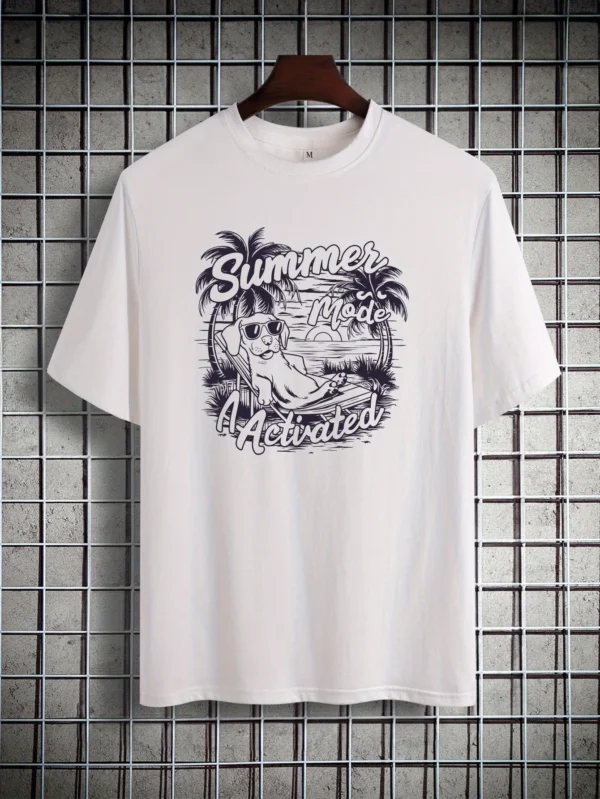 Fashion Print Cotton short-sleeved T-shirt American fashion trendy brand printed bottoming shirt for men and teenagers spring an – Bild 6
