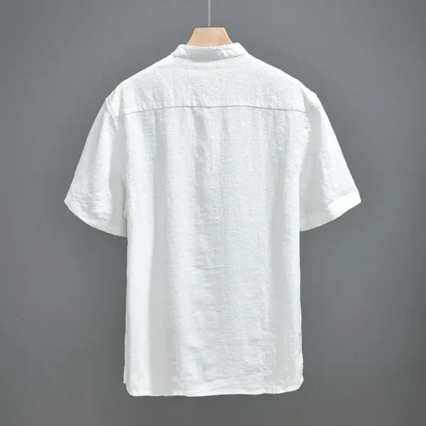 New Chinese Retro Stand Collar Ramie Short Sleeve Men's Loose Breathable Casual Chinese Style Thin Shirt – Bild 6