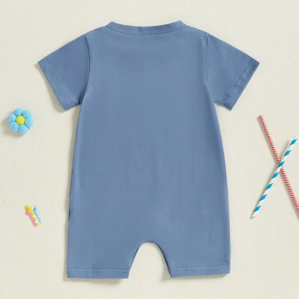 Independence Day Infant Baby Boys 4th of July Romper Loose Fit Flag Letter Embroidery Crew Neck Short Sleeve Newborn Jumpsuit – Bild 3