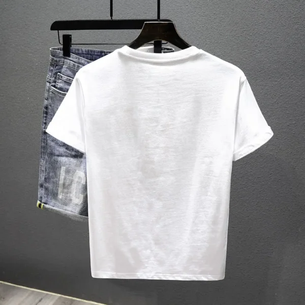 Rose Embroidered Short-sleeved T-shirt Men's 2025 New Summer Casual Loose Round Neck Half-sleeved Top – Bild 2