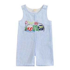 Infant Baby Boys Rompers 1st Birthday Clothes Letter Embroidery Summer Sleeveless Bodysuits Jumpsuits