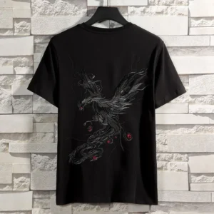 New Summer Chinese Style Embroidered T-shirt Men Half-sleeved Loose Casual Top