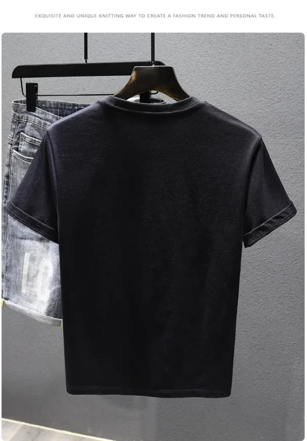 Rose Embroidered Short-sleeved T-shirt Men's 2025 New Summer Casual Loose Round Neck Half-sleeved Top – Bild 5