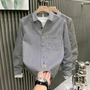 Fashion Spring and Autumn Summer New Striped Long Sleeve Shirt Men 2025 Trendy Cardigan All-Match Top