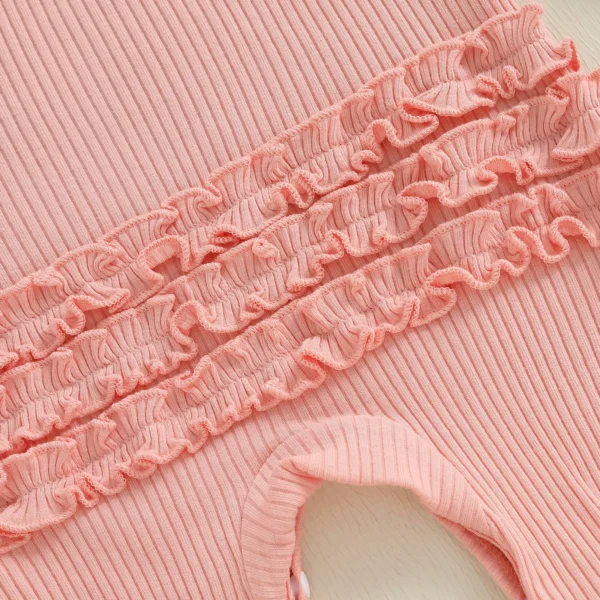 Spring Infant Baby Girl Day Outfits Long Sleeve Round Neck Letter Print Jumpsuit with Headband Set Newborn Clothes – Bild 5