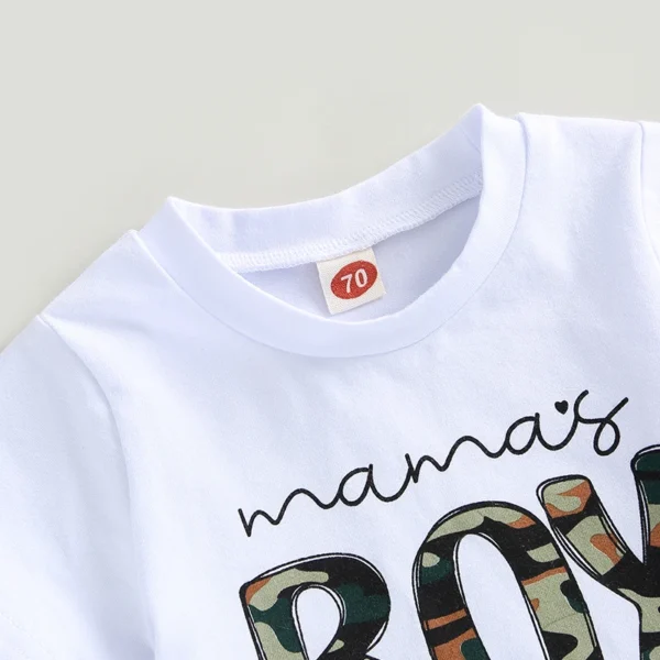 Summer Toddler Baby Boys Shorts Set Short Sleeve Letters Print T-shirt Camouflage Shorts Outfit Clothes – Bild 5