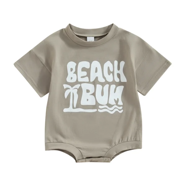 Summer Infant Baby Boy Bodysuit Short Sleeve Letters Print Jumpsuit Casual Daily Clothes