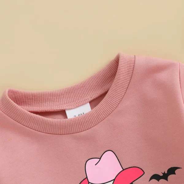 Baby Girls Halloween Romper Long Sleeve Round Neck Letter Bat Ghost Print Sweatshirt Romper – Bild 5