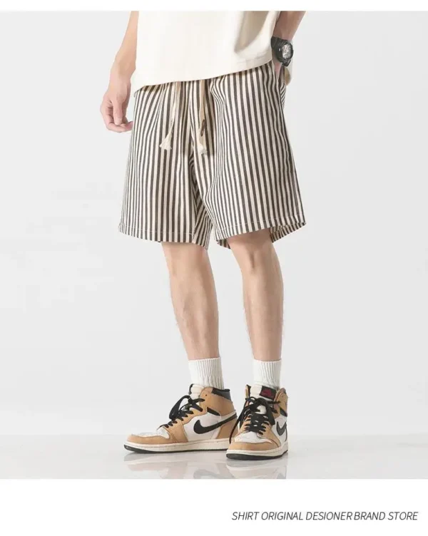 Japanese Retro Vertical Striped Shorts Men Summer New Casual Loose Versatile Five-point Pants – Bild 2