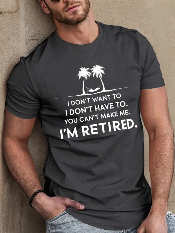 Relaxed Fit Im Retired Graphic Tee - Moisture-Wicking, Freedom of Movement, Polyester Blend, Crew Neck, Summer Essential for Men – Bild 3