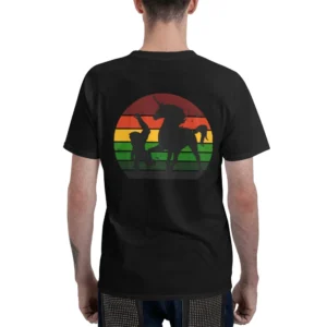 Men's Pure Cotton T-Shirt 150g Round Neck Short-Sleeved Casual Top With Unicorn Print Comfortable Breathable Men's Fashion Top