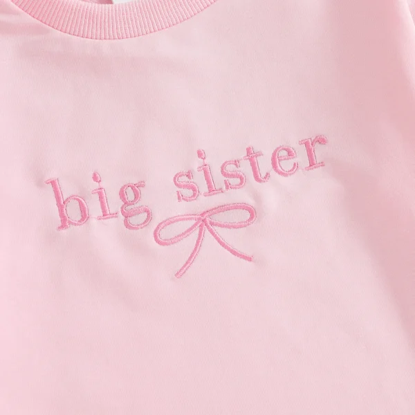 Little Toddler Girl Sweatshirt Bow Letter Embroidered Crewneck Long Sleeve Pullover Tops Cute Winter Fall Clothes – Bild 5