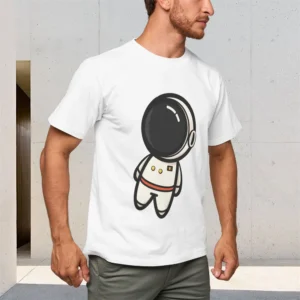 Men's Astronaut Pattern Short Sleeve T-Shirt 150g Comfortable Breathable Summer Wear Top