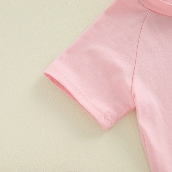 Summer Toddler Baby Girls Shorts Set Short Sleeve Letters Print T-shirt with Elastic Waist Shorts Outfit – Bild 3