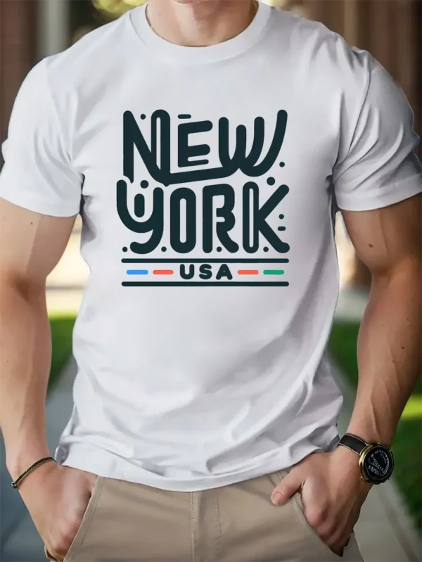 Fashion Print Cotton short-sleeved T-shirt American fashion trendy brand printed bottoming shirt for men and teenagers spring an – Bild 3