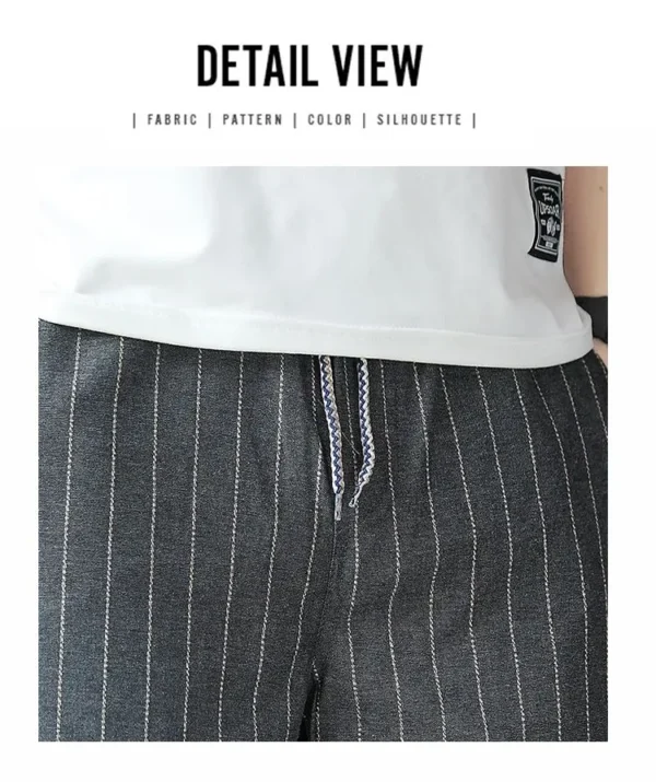 Line Men Summer 2025 New Fashion Loose Cotton and Line Thin Straight Casual 7-Cut Shorts – Bild 6