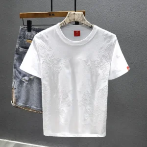 Chinese Style Embroidered Short-sleeved T-shirt Men Summer Casual Versatile Top