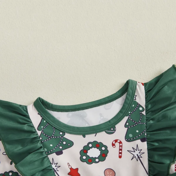 Kid Girls Christmas Outfit, Long Sleeve Tree Print T-shirt with Patchwork Pants Clothing Set Fall Outfit – Bild 3