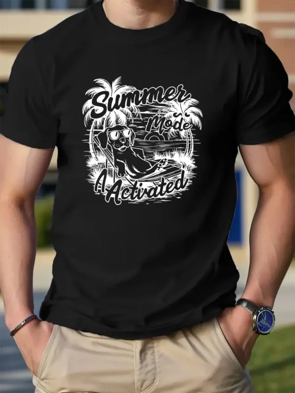 Fashion Print Cotton short-sleeved T-shirt American fashion trendy brand printed bottoming shirt for men and teenagers spring an – Bild 3