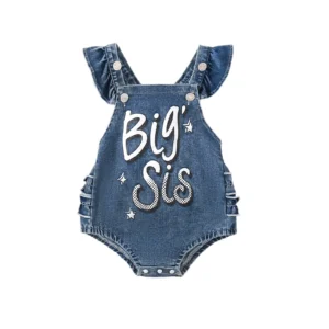 Toddler Baby Girl Denim Romper Star Letter Print Flying Sleeve Jean Overalls Jumpsuit Cute Summer Clothes