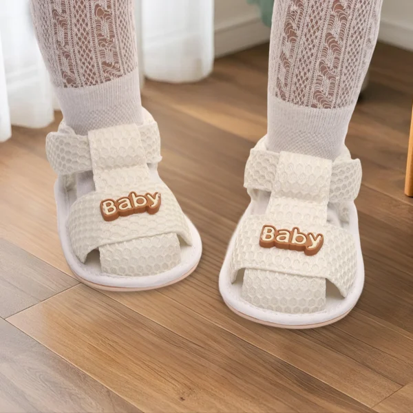 Baby Girl Sandals, Flexible Mesh Hollowed Letters Non-slip Summer Flats Toddler Shoes for Casual Daily – Bild 4