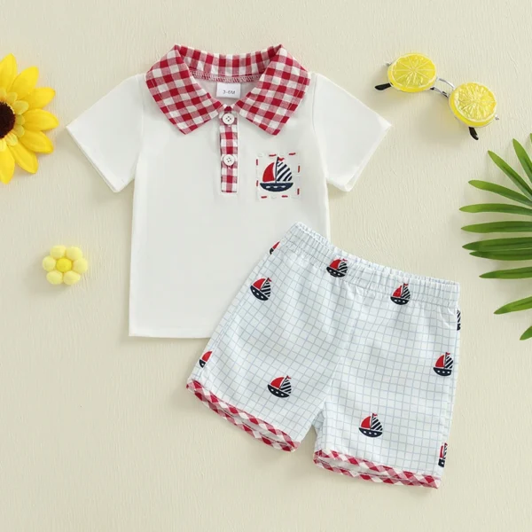 Independence Day Toddler Baby Boy 4th of July Outfits Short Sleeve Lapel Shirt + Print Shorts Set Toddler Clothes – Bild 2