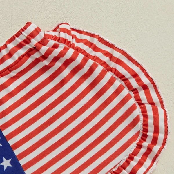 Summer Toddler Girls Beach Shorts Kids Summer Elastic Band Fashion Star Stripe Print Lounge Shorts for Independence Day – Bild 2