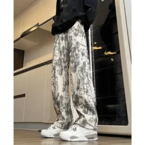 Spring and Summer American High Street Casual Men Tie-dye Loose Straight-tight Trendy Versatile Trousers