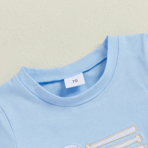 Baby Boys Summer Outfits Baseball Embroidery Short Sleeves T-Shirt and Elastic Plaid Shorts Set for 2 Piece Clothes – Bild 4