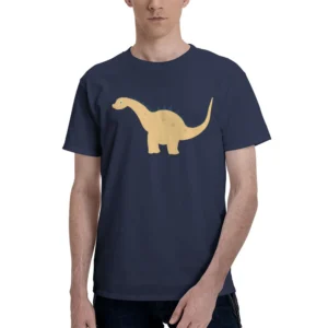150g Men's Pure Cotton T-Shirt Round Neck Short Sleeve, Dinosaur Pattern Print Hot Stamping Casual Top for Men